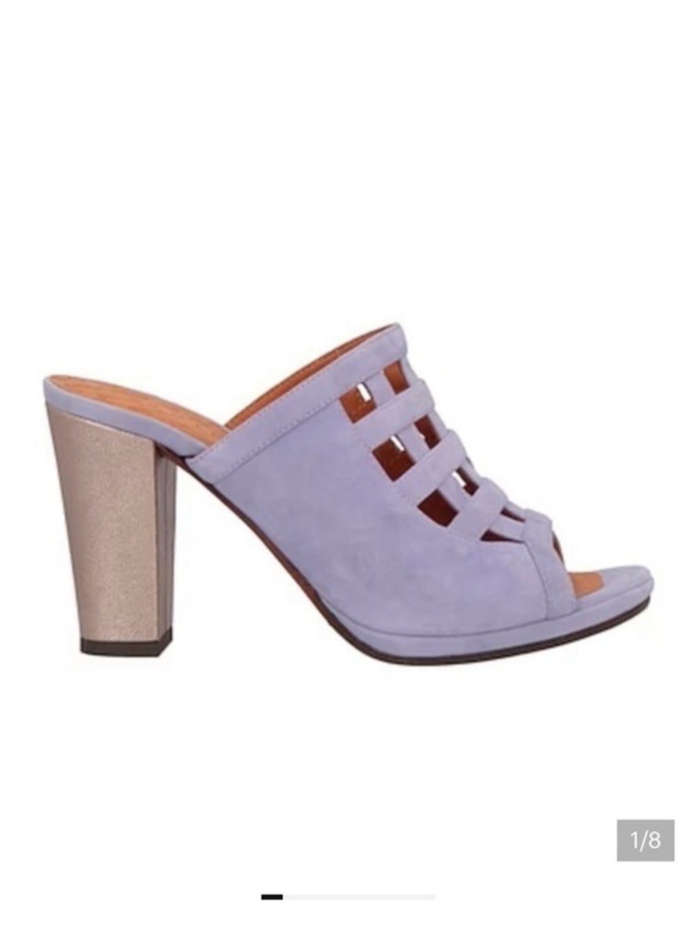 nib CHIE MIHARA Suede Mule Sandals with Block Heel in Lavender – Size 6